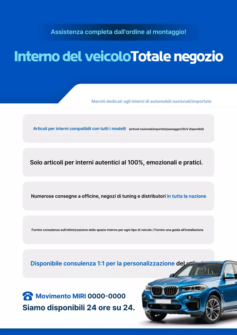 Promozione interni auto blu moderni