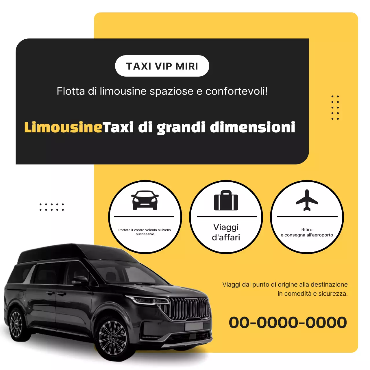 Pubblicità di un taxi moderno nero