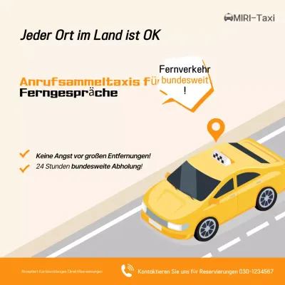 Orangefarbene moderne Taxiwerbung
