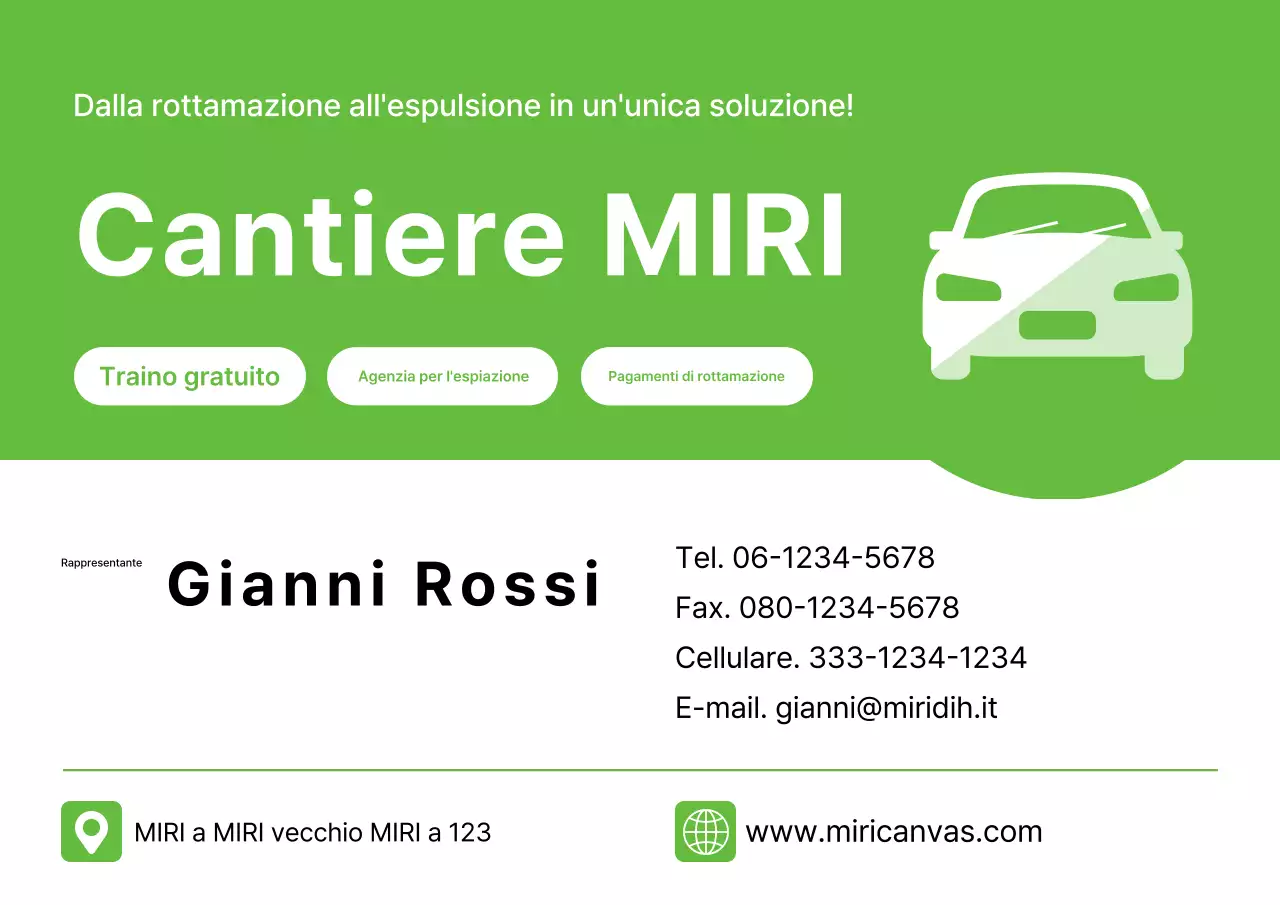 Pubblicità di un negozio di rottami auto ecologico e pulito