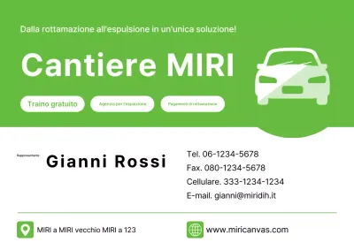 Pubblicità di un negozio di rottami auto ecologico e pulito