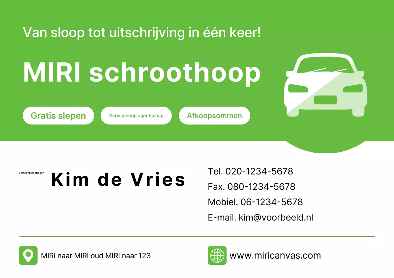 Advertentie voor een groene, schone autosloperij