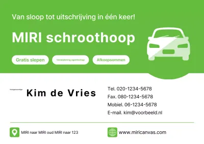 Advertentie voor een groene, schone autosloperij