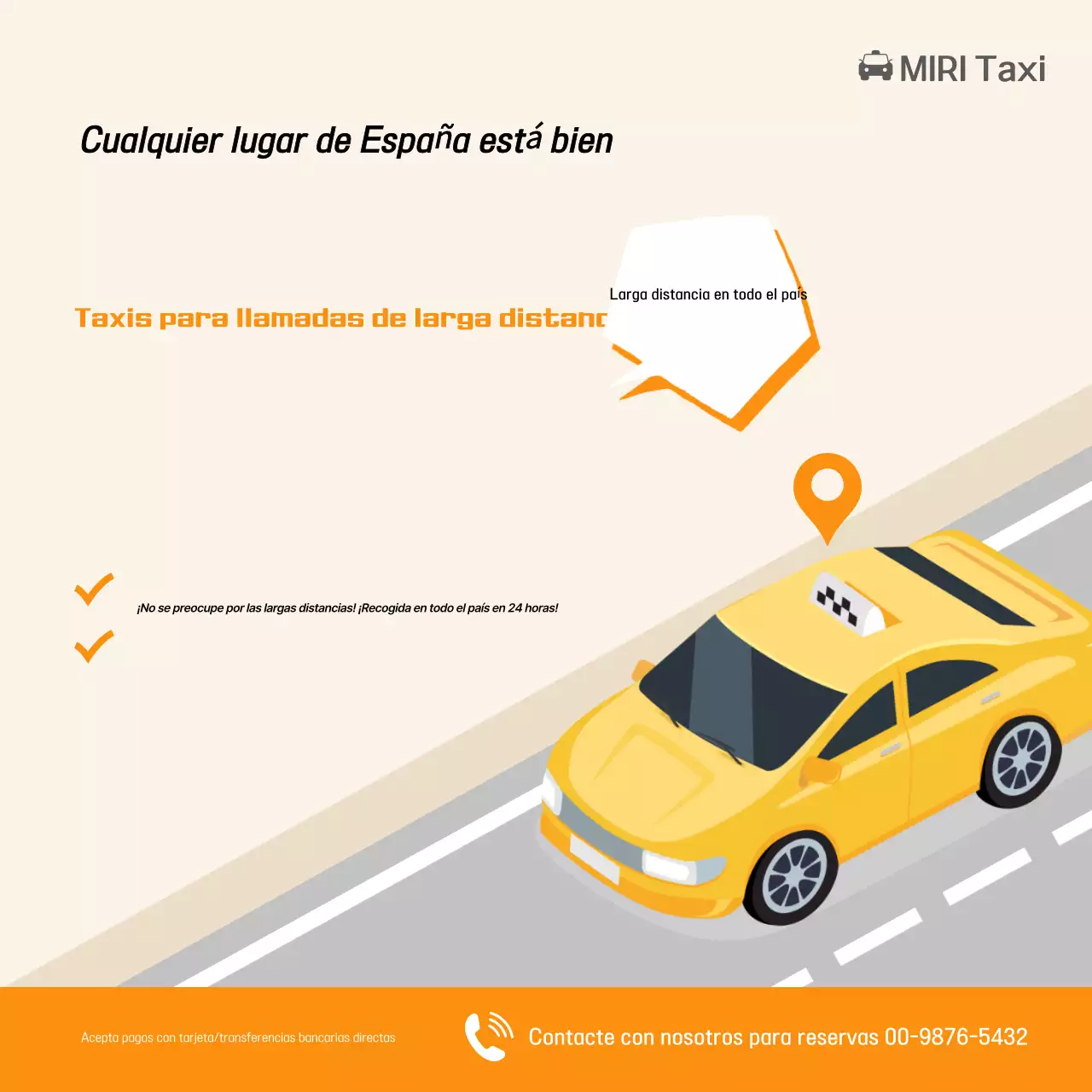Anuncio de taxi moderno naranja
