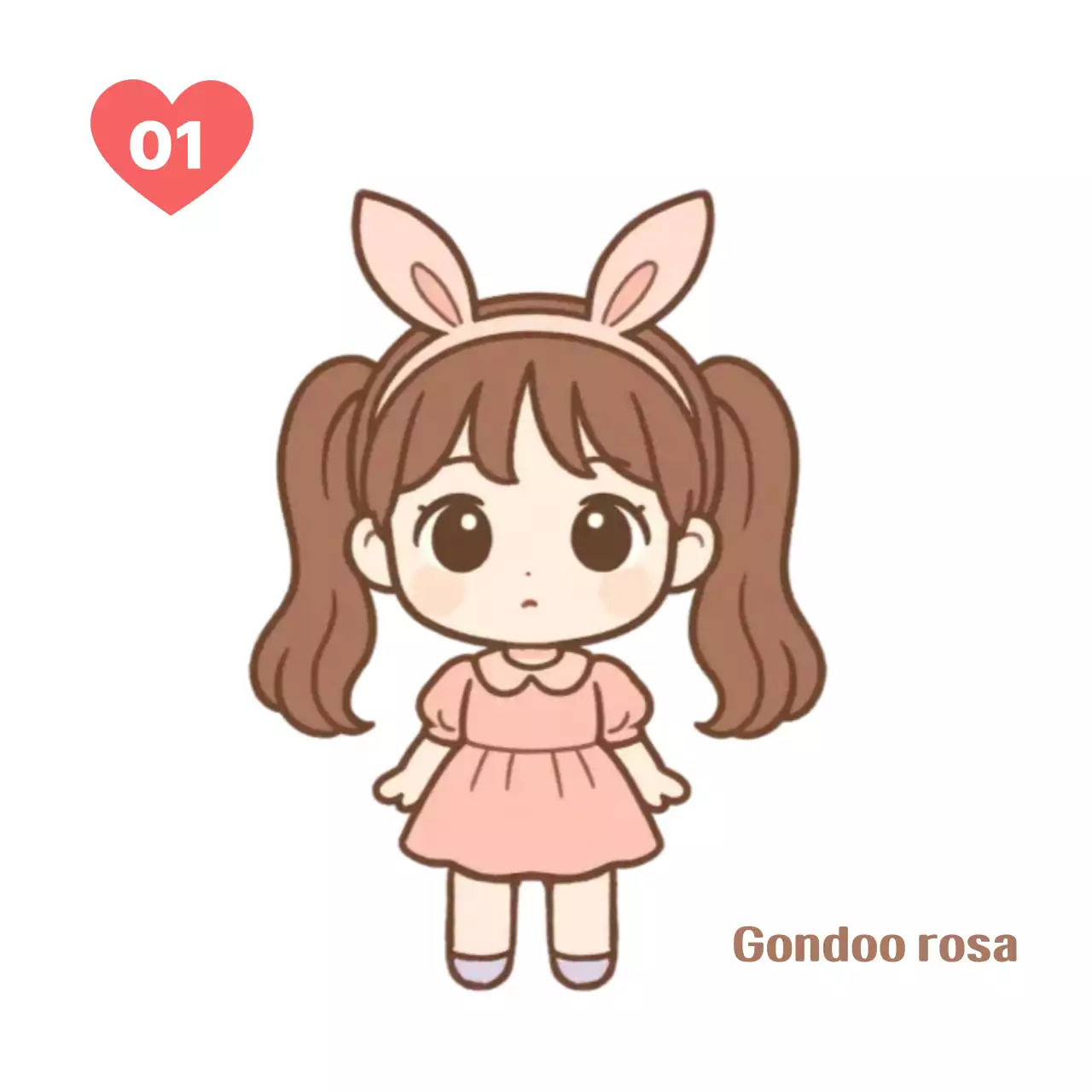 Pegatinas de personajes lindos de bebé rosa