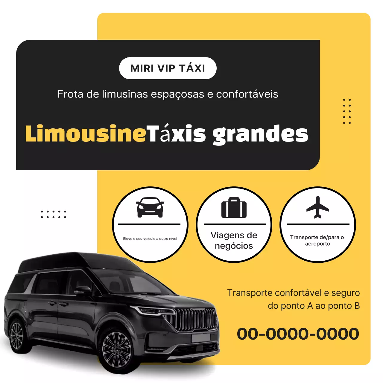 Anúncio de táxi moderno preto