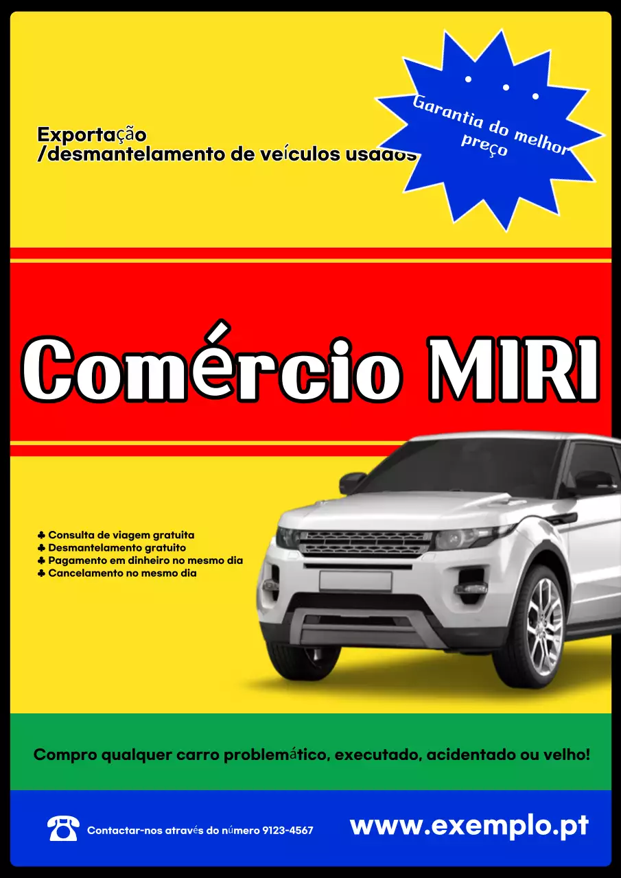 Anúncio de carro usado básico amarelo