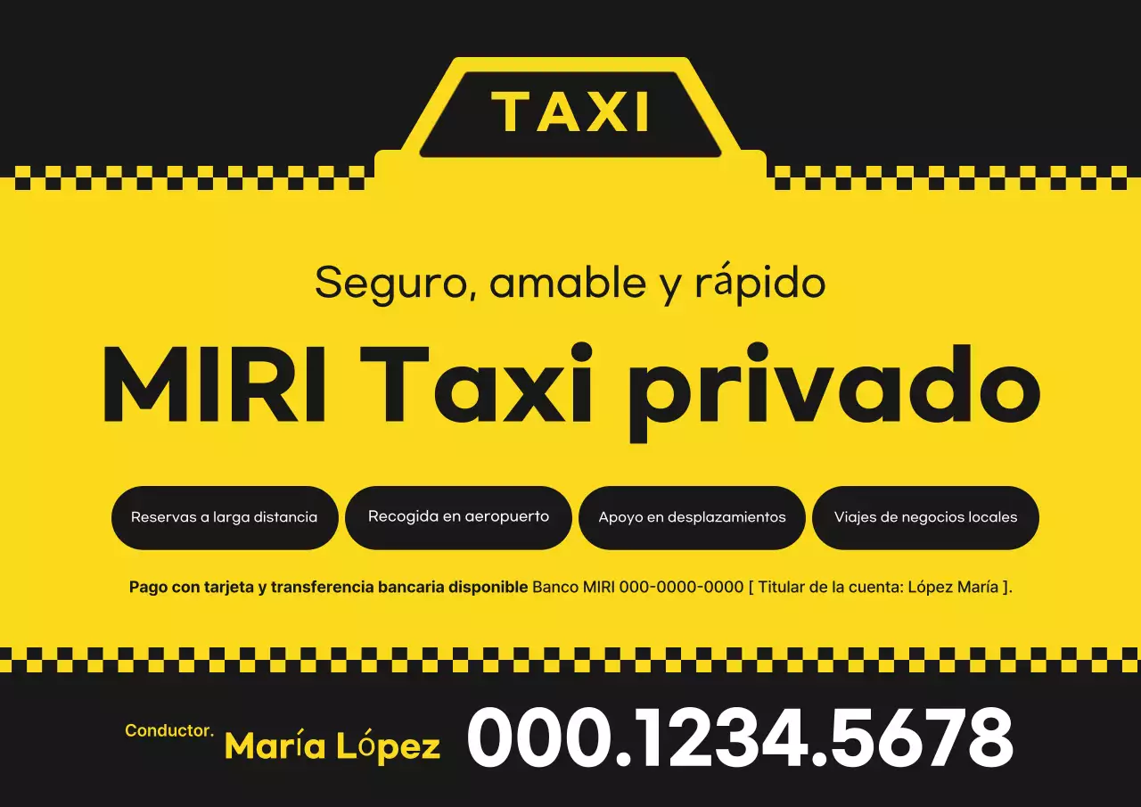 Anuncio de taxi amarillo simple