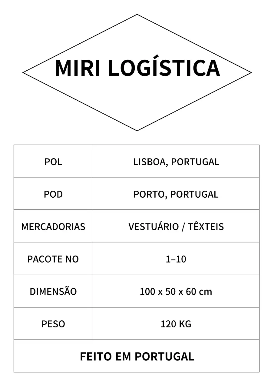 Guia de informações logísticas Black Simple
