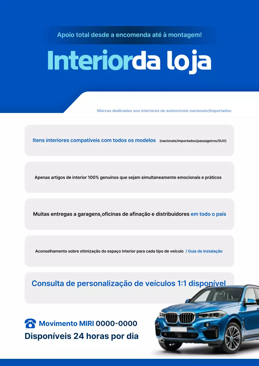 Promoção de Interior de Carro Moderno Azul