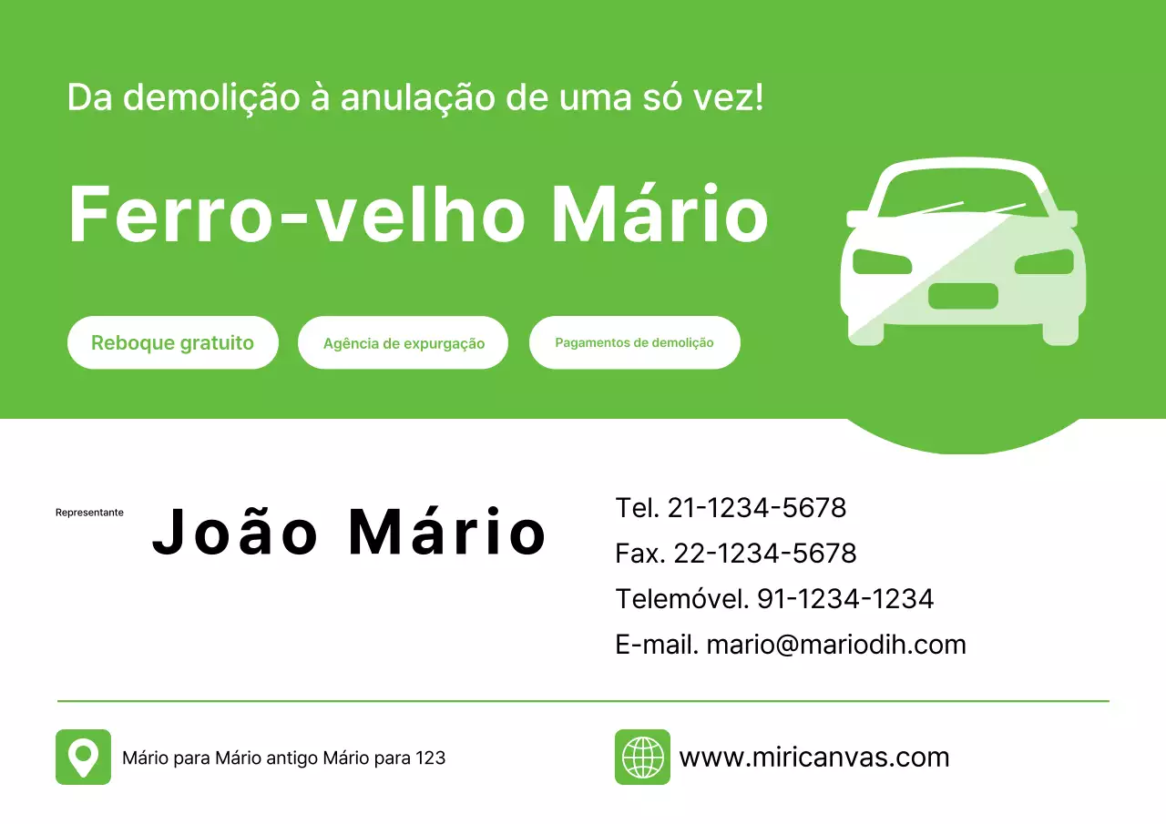 Anúncio de loja de sucata de carros limpos e verdes