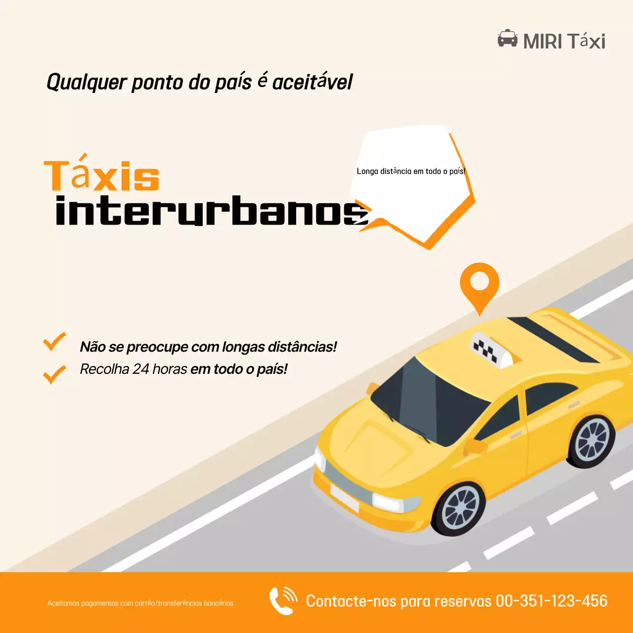 Anúncio de táxi moderno laranja