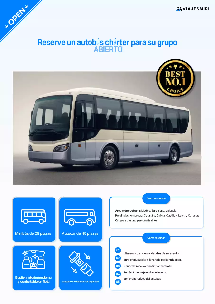 Promoción del servicio de autobuses chárter del grupo Sky Blue Clean