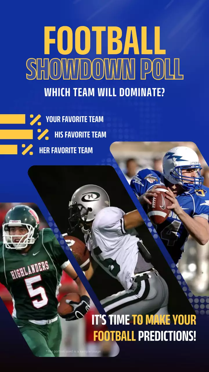 Blue Bold Football Poll Announcement Instagram Post