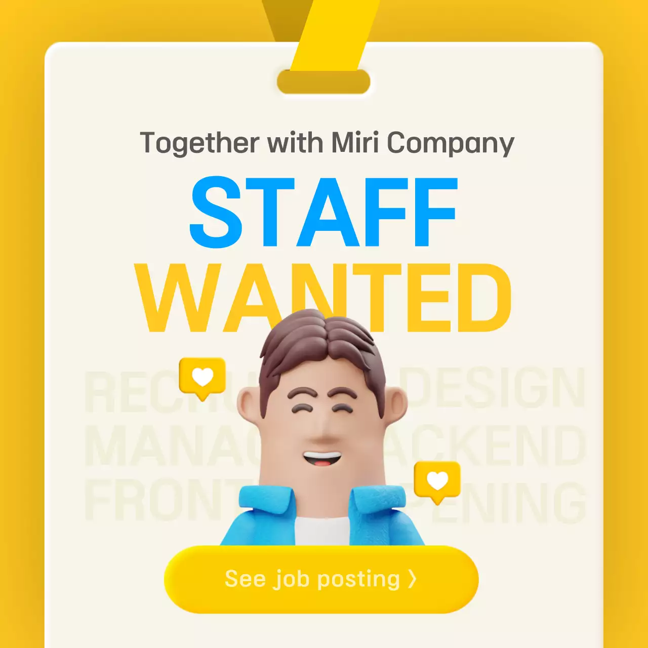 3D stereoscopic concept in blue and yellow to introduce company benefits