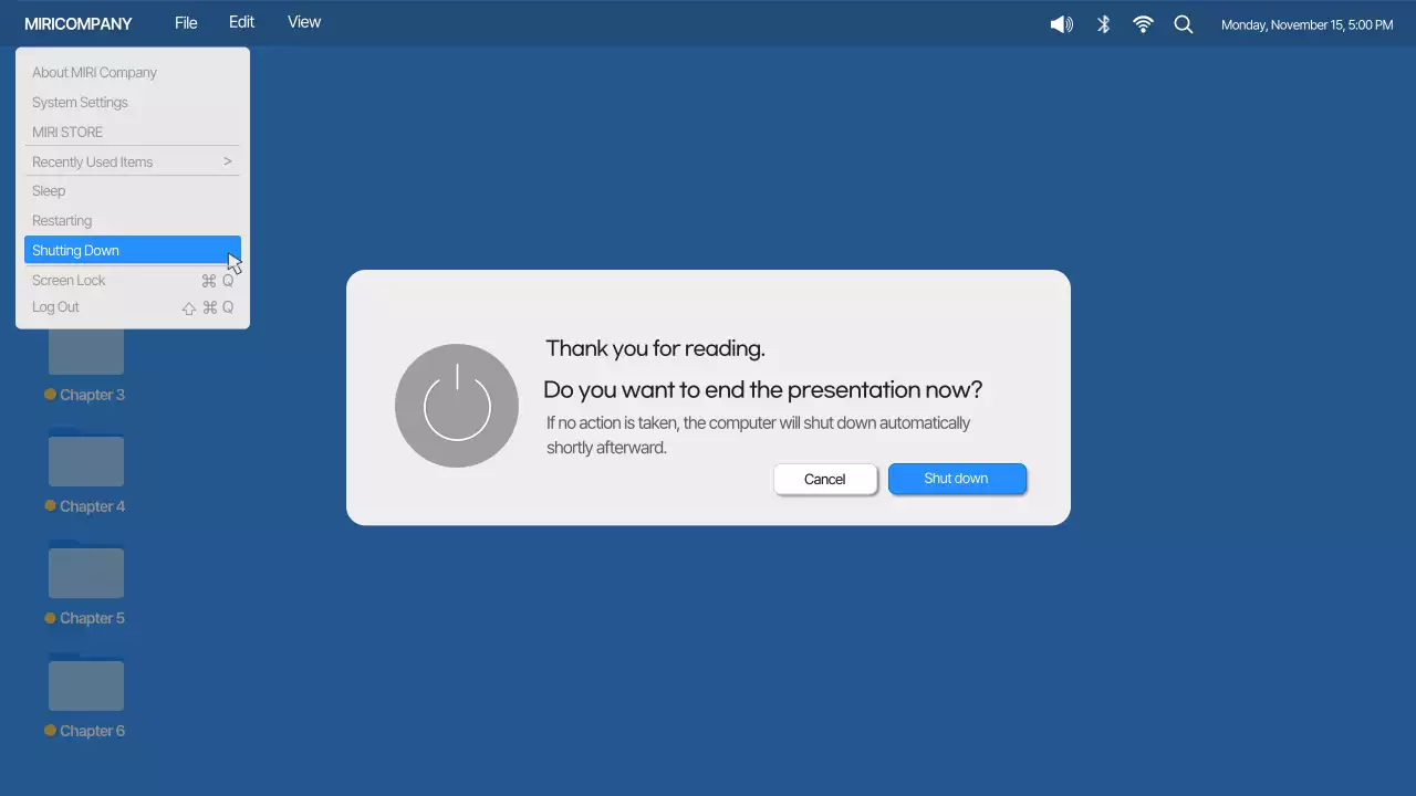 IU simples para computador de secretária em azul e laranja Perfil da empresa