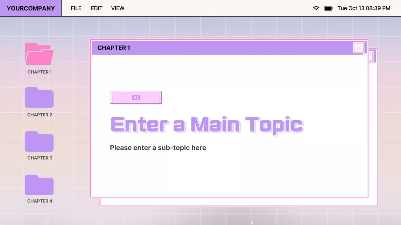 Retro browser design report in purple and pink
