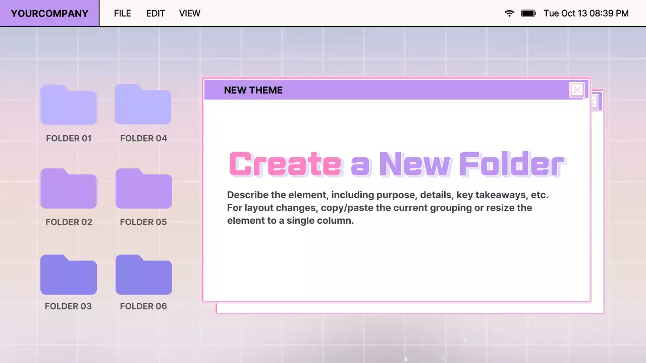 Retro browser design report in purple and pink