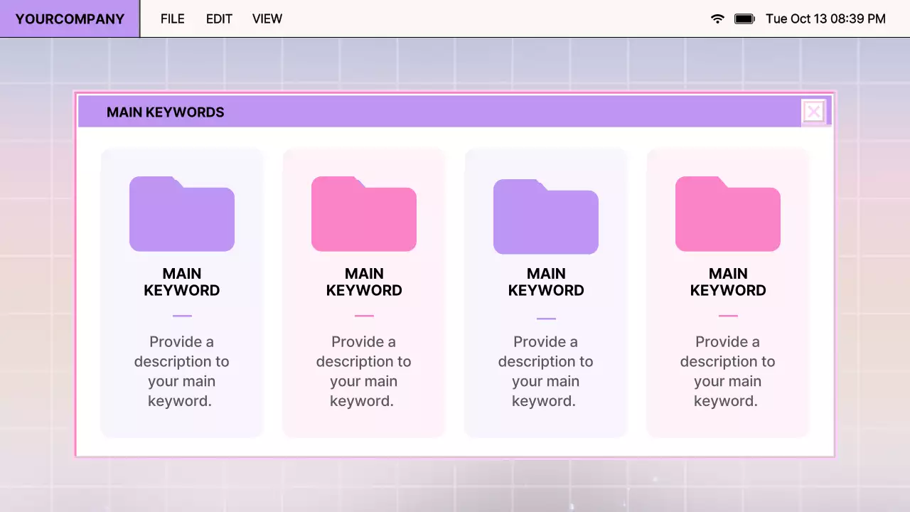 Retro browser design report in purple and pink