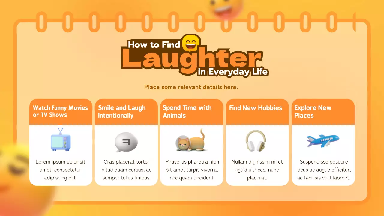 노란 스마일 귀여운 웃음치료 교육 자료