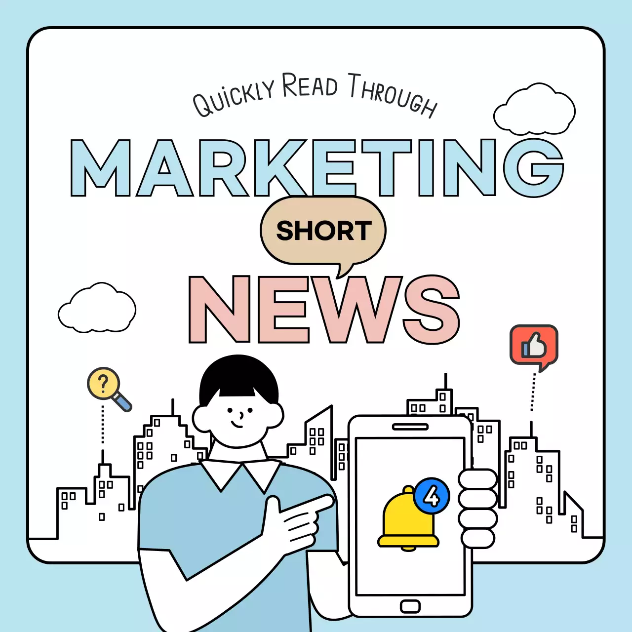 하늘색과 베이지색의 단순한 기업 뉴스 홍보