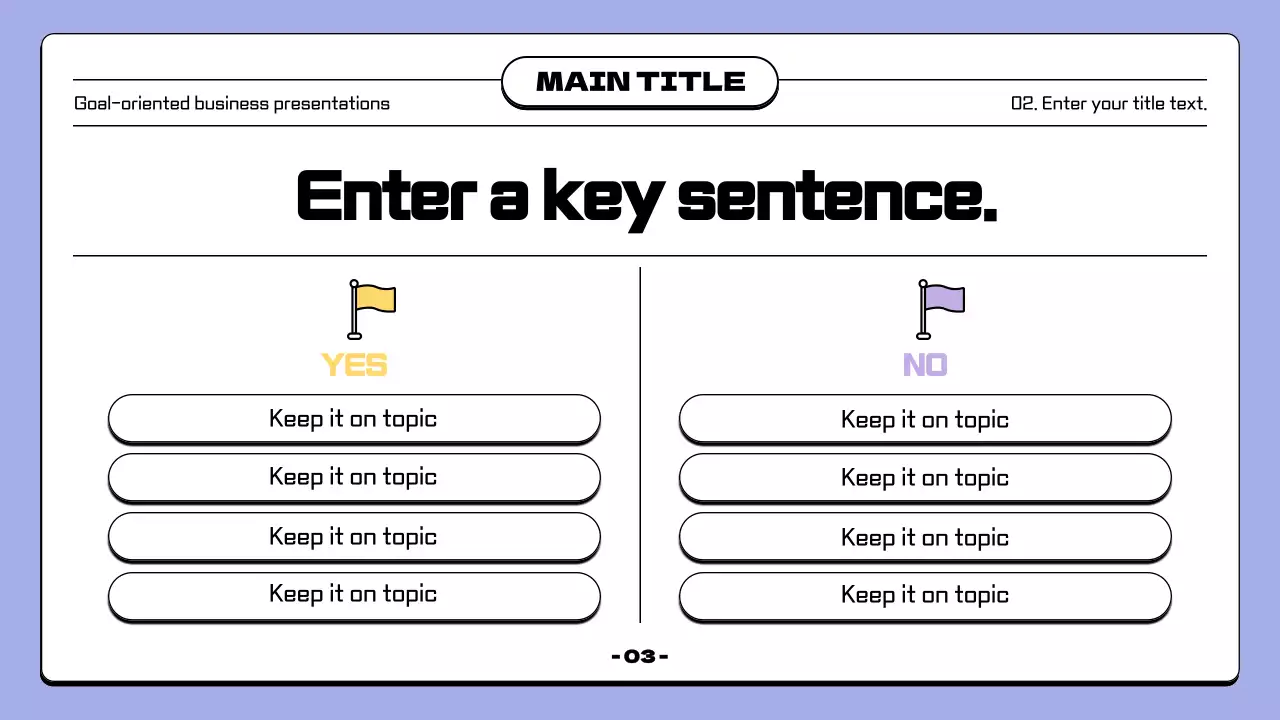 연보라와 검정의 심플한 깃발 컨셉의 발표자료