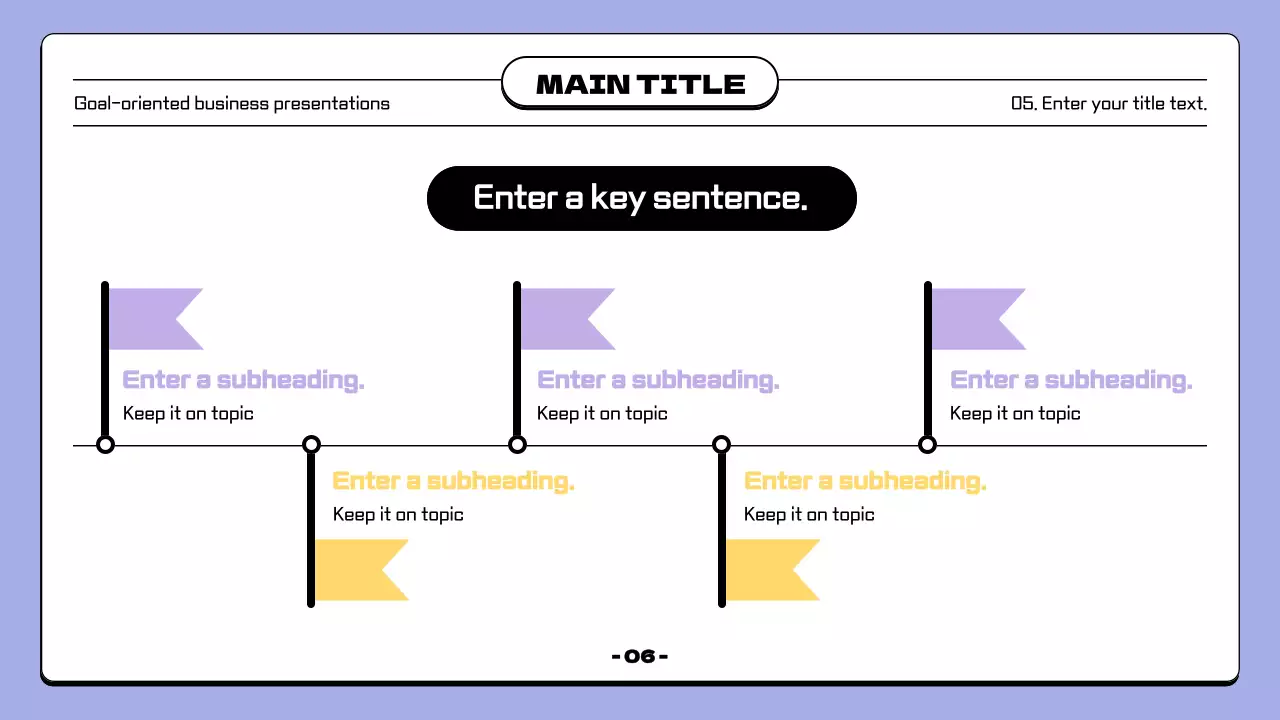 연보라와 검정의 심플한 깃발 컨셉의 발표자료