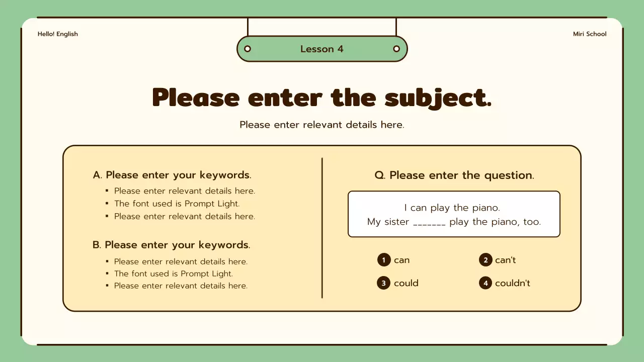 Green Minimal English Course Presentation