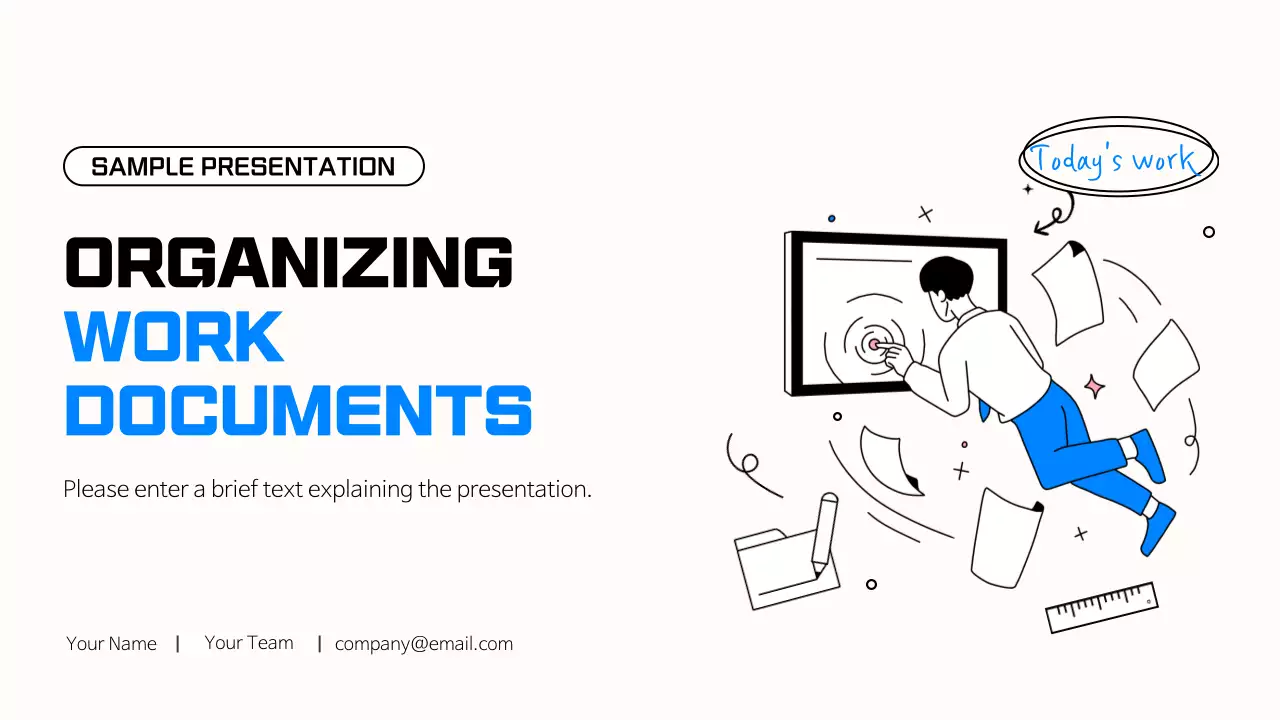 Apresentação de trabalho de escritório simples em azul e preto