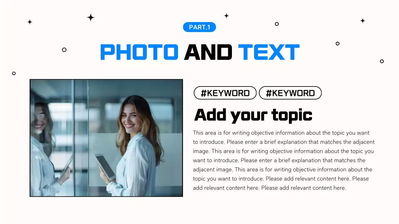 Apresentação de trabalho de escritório simples em azul e preto