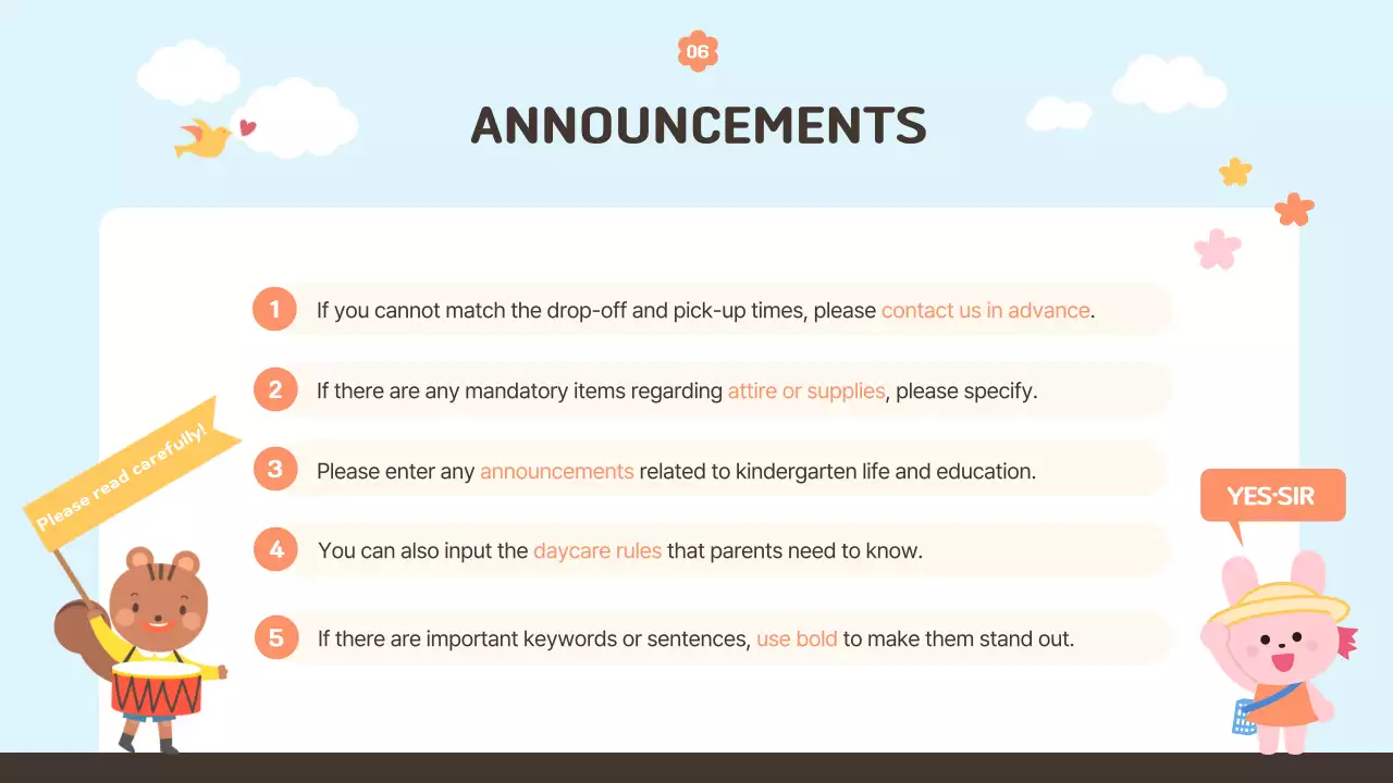 블루 큐트 유치원 가이드 프레젠테이션