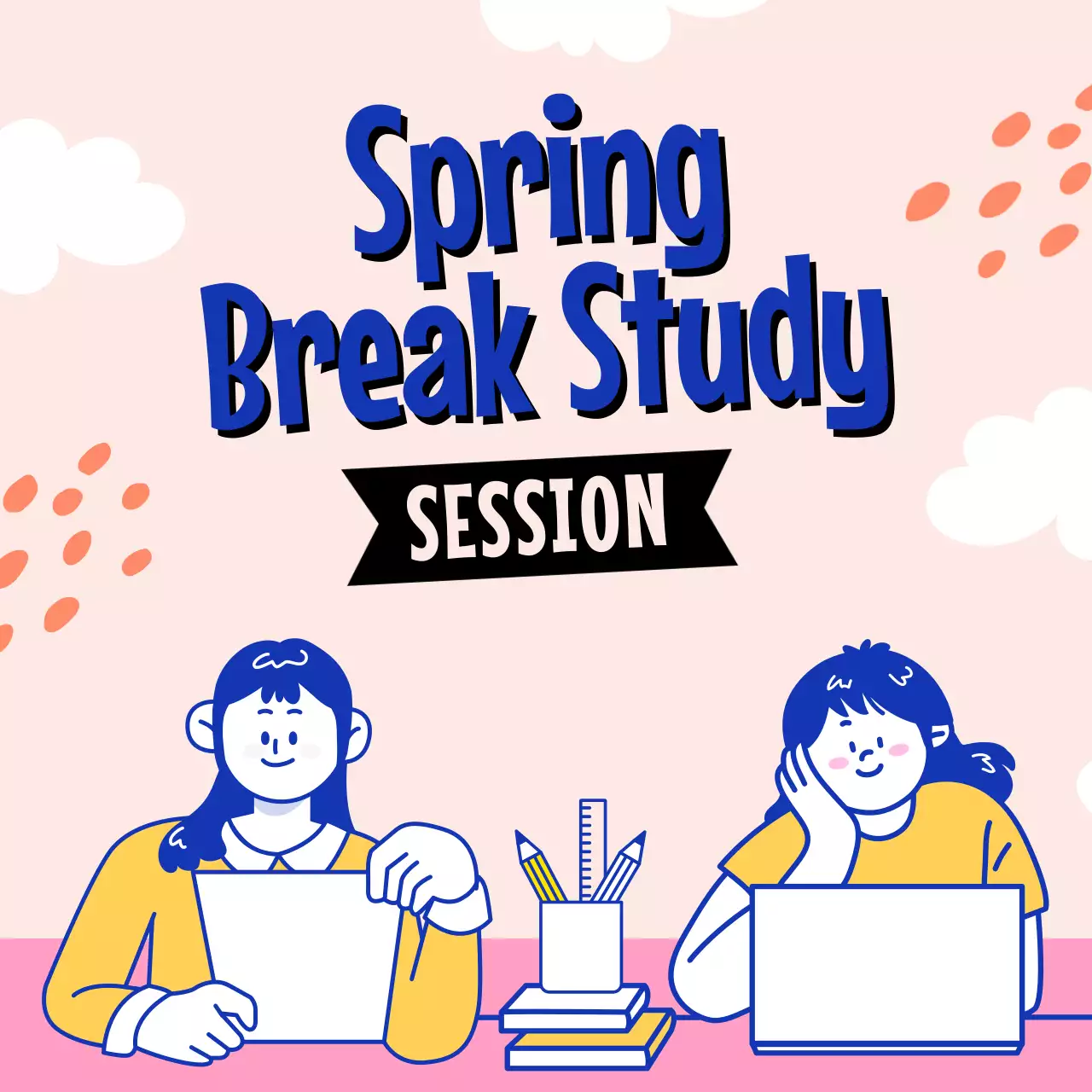 핑크 트렌디 스터디 세션 가이드 소셜 미디어 게시물