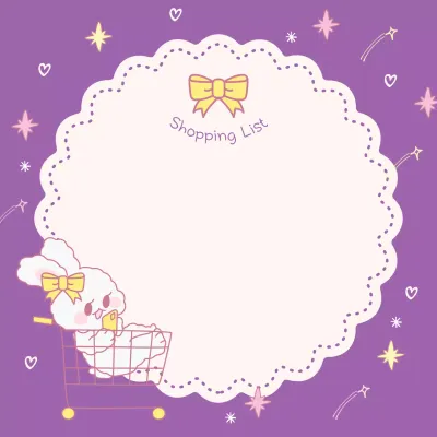Purple Cute Shopping List Planner Social Media Post
