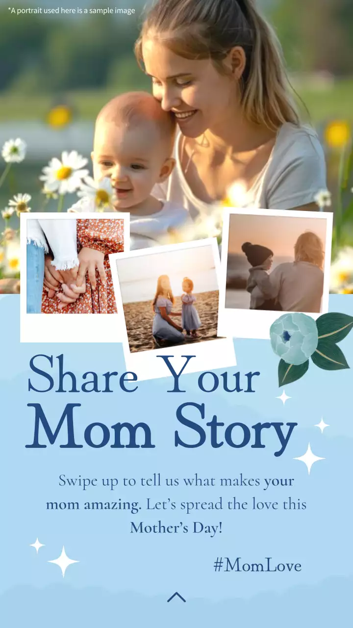 Blue Elegant Mom Story Invitation Instagram Post