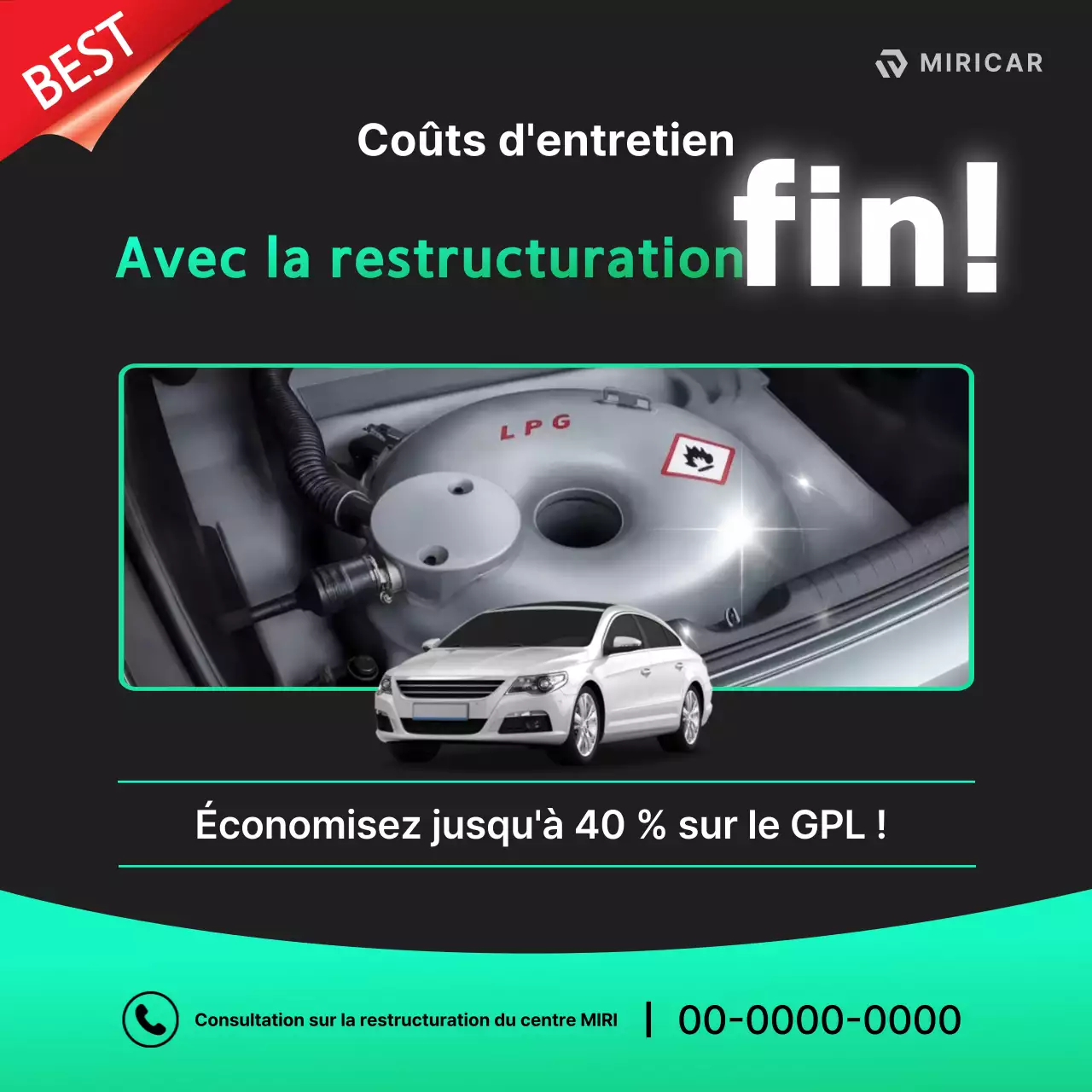 Publicité sur le changement de structure du GPL pour les voitures de luxe vertes