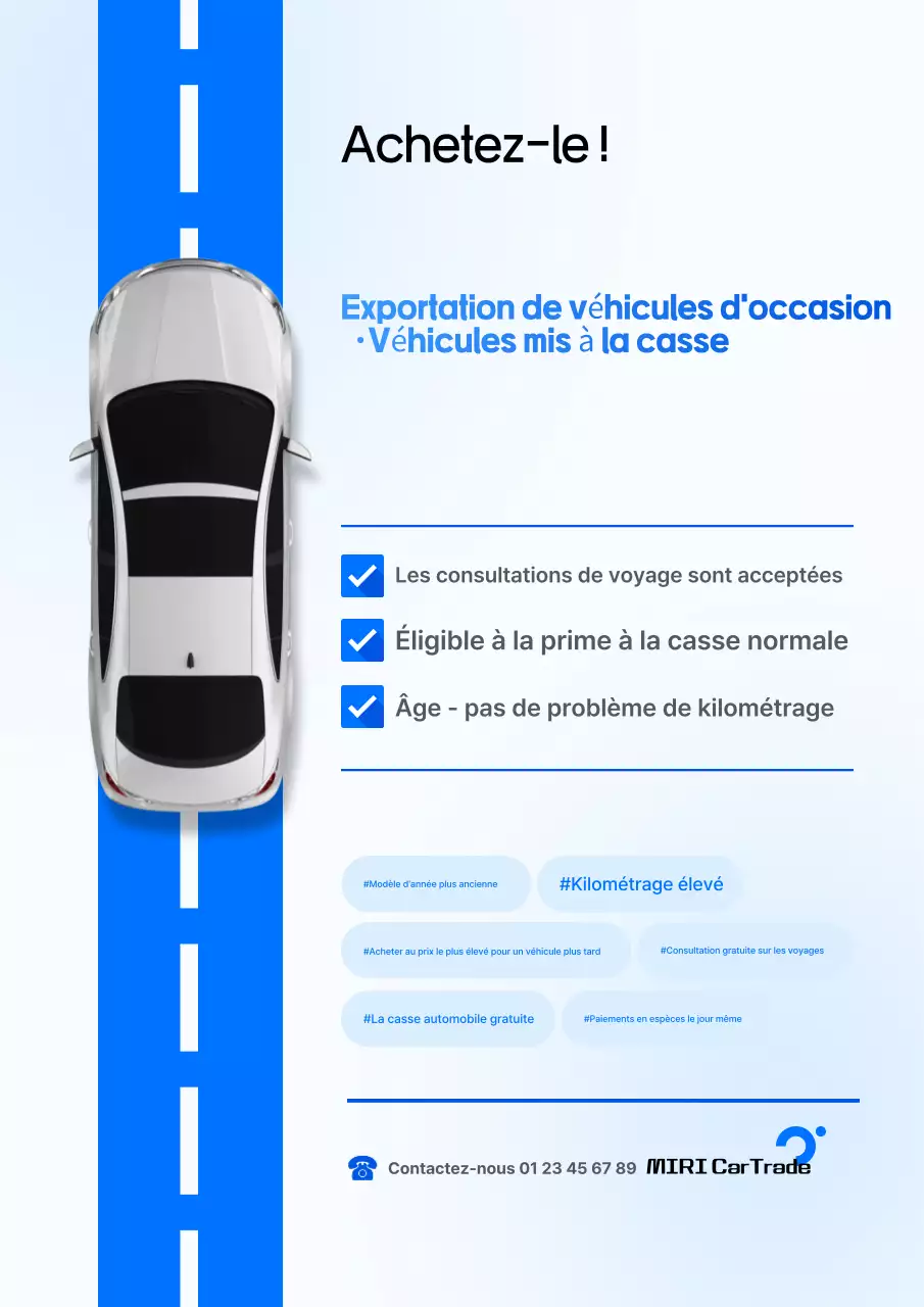 Publicité pour une voiture bleue moderne