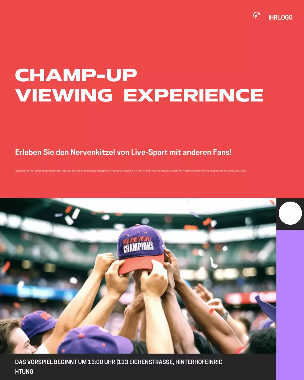 Red Bold Sports Watching Party Promotion Instagram-Post