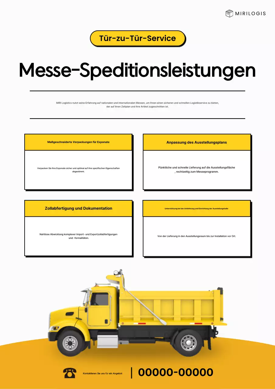 Hinweis zum Leitfaden für den Frachttransportservice der Yellow Minimalist Exhibition