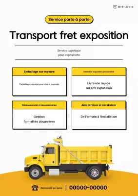 Avis de l'exposition minimaliste jaune Guide des services de transport de marchandises