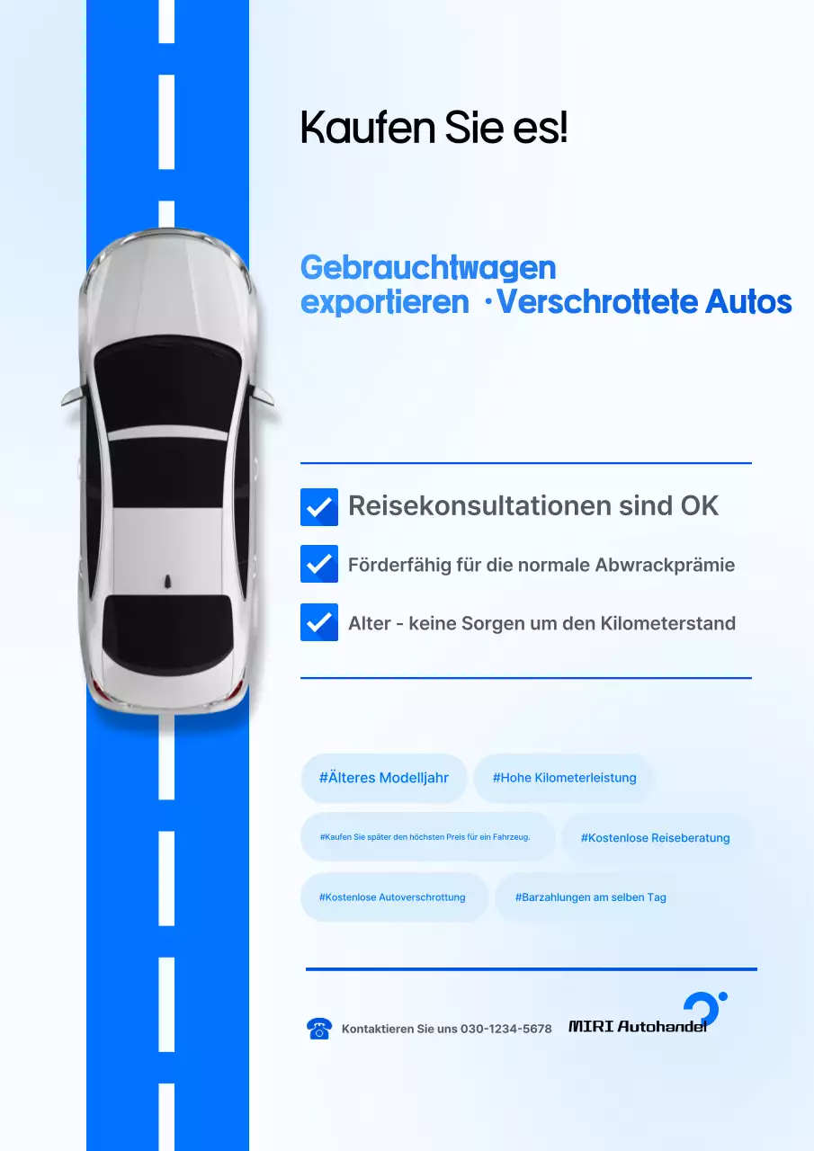 Blaue moderne Autowerbung