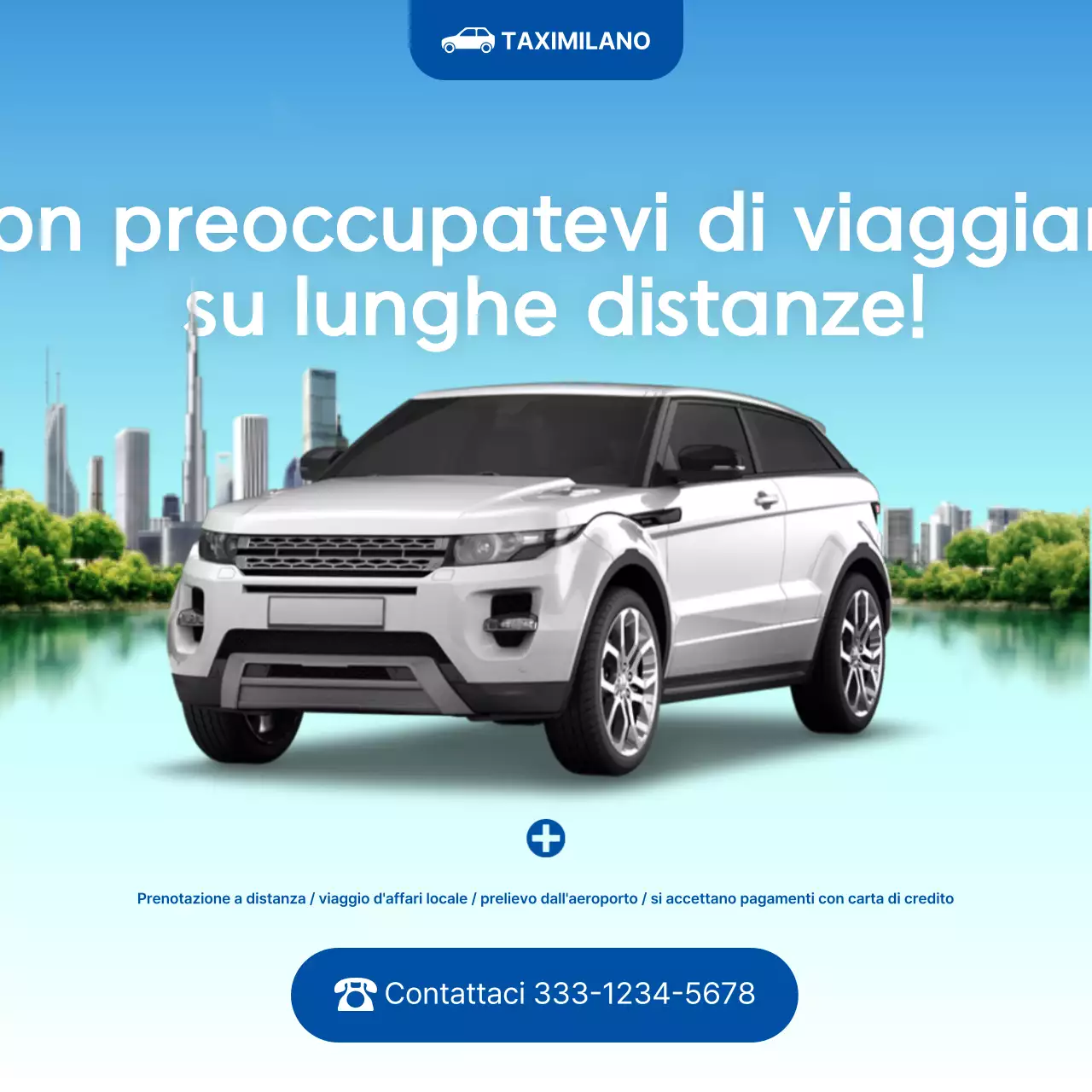 Pubblicità di trasporto moderno blu cielo