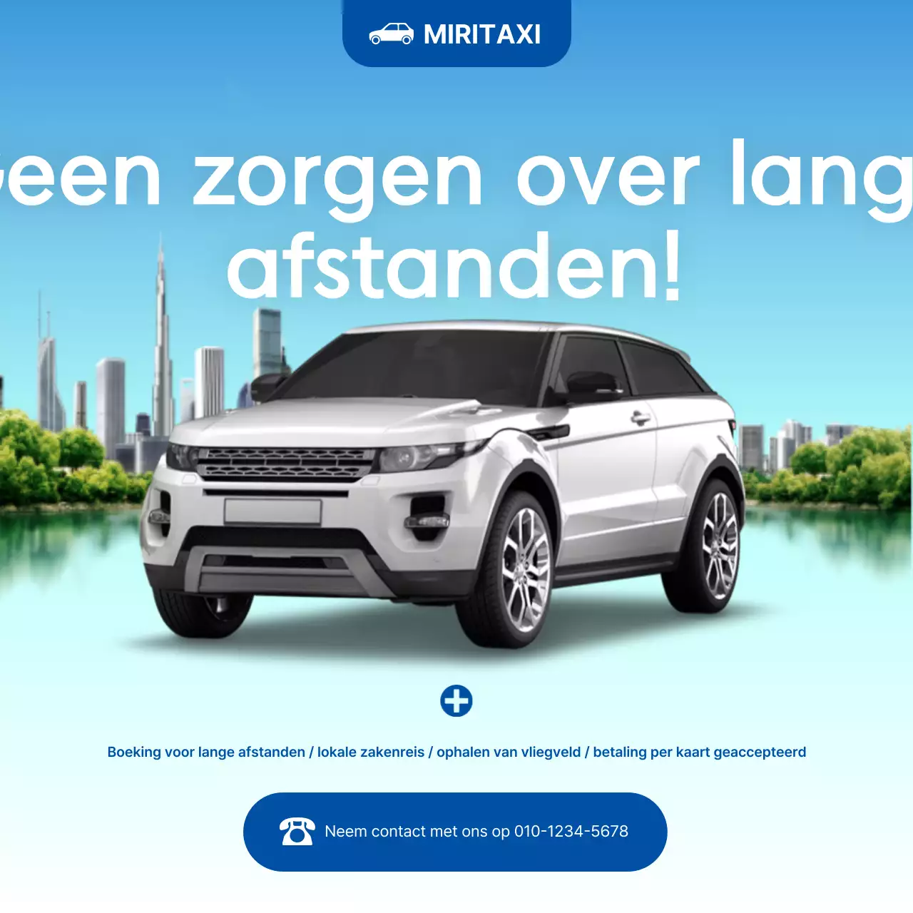 Hemelsblauwe moderne transportadvertentie