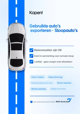 Blauwe moderne auto-advertentie