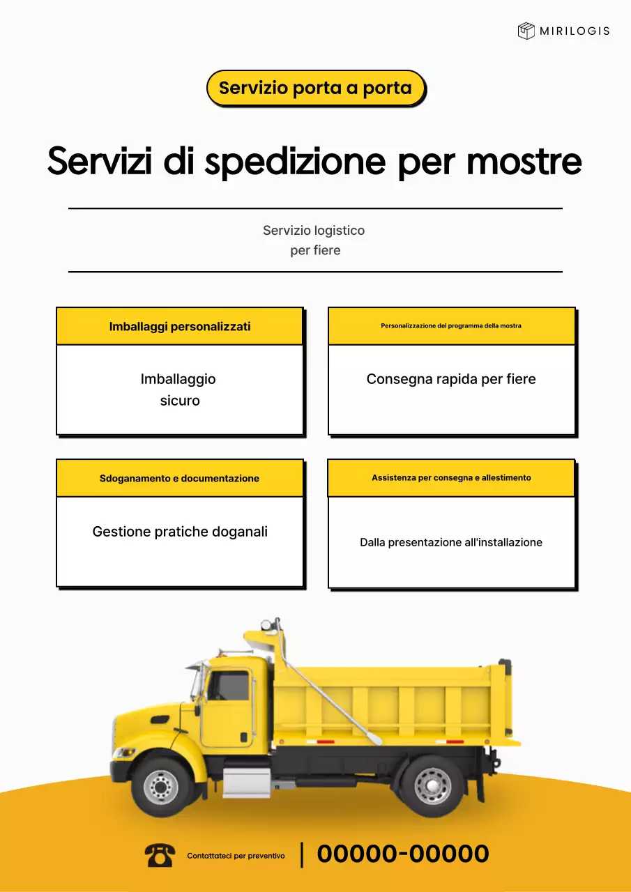 Avviso di Guida al servizio di trasporto merci per la mostra minimalista gialla
