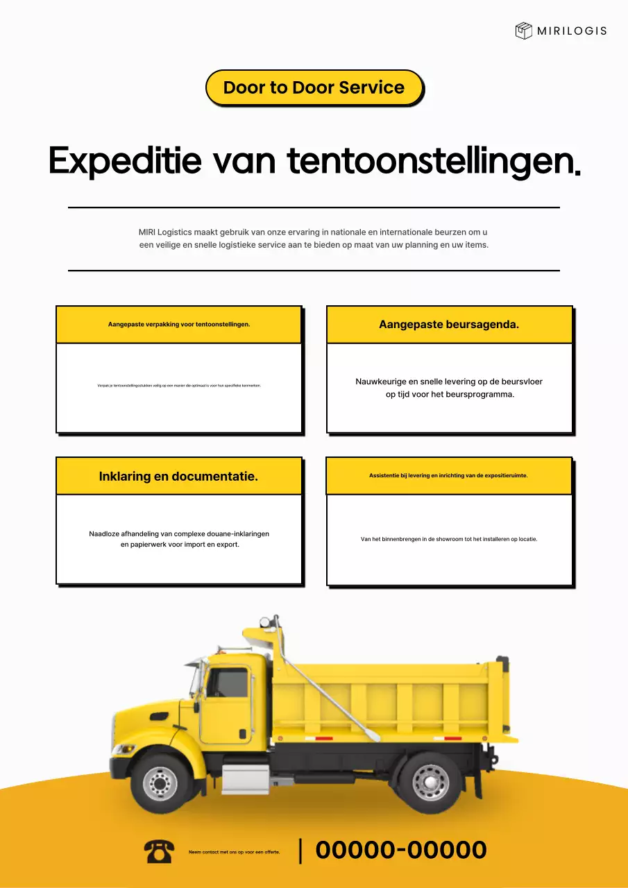 Kennisgeving van de gele minimalistische tentoonstellingsgids voor vrachtvervoer