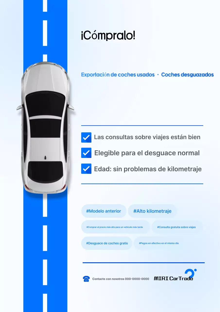 Anuncio de coche moderno azul