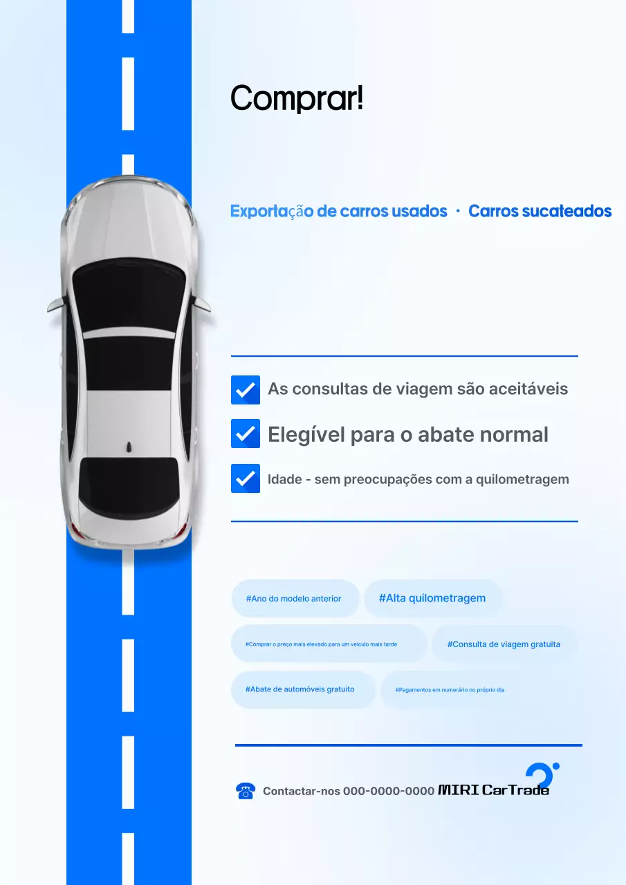 Anúncio de carro moderno azul