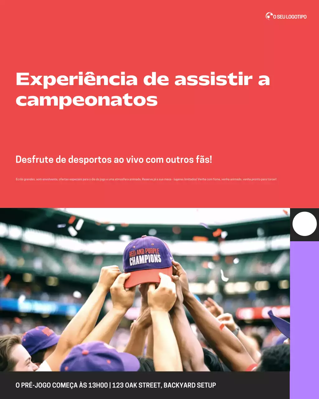 Postagem promocional do Instagram para festa de observação de esportes em negrito vermelho