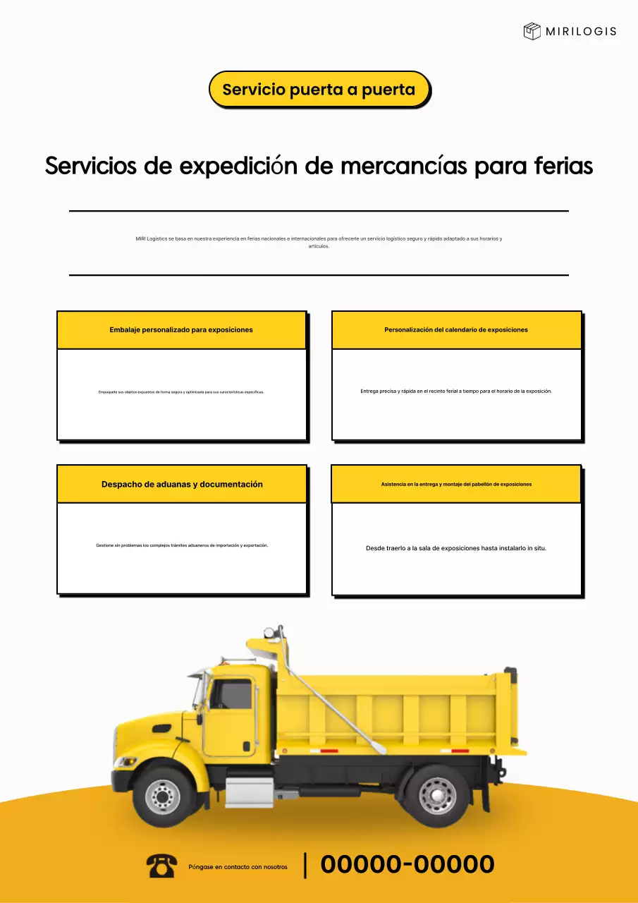 Aviso de la Guía de Servicios de Transporte de Carga de la Exposición Minimalista Amarilla