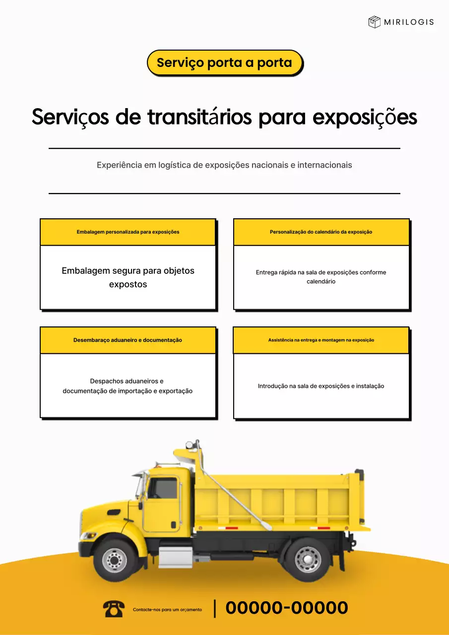 Aviso de Guia de Serviços de Transporte de Carga da Exposição Minimalista Amarela